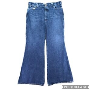 Wrangler Wanderer High Rise Flare Jeans Dark Wash Button‎ Fly Size 35x32